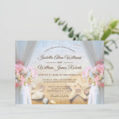 Floral Tropical Beach Starfish Weddenschap Kaart (Staand voorkant)