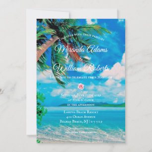 Floral Tropical Beach Summer Weddenschap Kaart