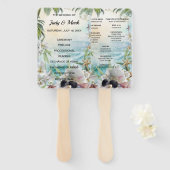 Floral Tropical Beach Trouwprogramma Fans Handwaaier (Voorkant en achterkant)