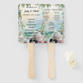 Floral Tropical Beach Trouwprogramma Fans Handwaaier
