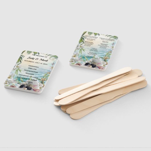 Floral Tropical Beach Trouwprogramma Fans Handwaaier (Niet-gemonteerd)
