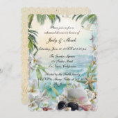 Floral Tropical Beach Wedding Rehearsal Dinner Kaart (Voorkant / Achterkant)