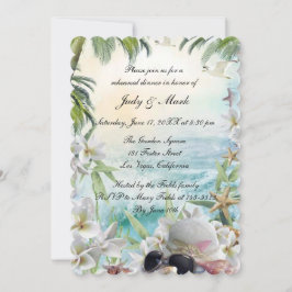 Floral Tropical Beach Wedding Rehearsal Dinner Kaart