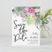 Floral Tropical Beach Wedding Save The Date (Staand voorkant)
