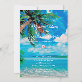 Floral Tropical Beach Zomer Huwelijk Kaart