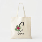 Floral tropical bouquet monogram letter "C" Tote Bag (Voorkant)