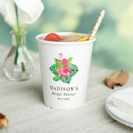 Floral Tropical Flamingo Vrijgezellenfeest Papieren Bekers