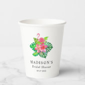 Floral Tropical Flamingo Vrijgezellenfeest Papieren Bekers (Voorkant)