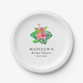 Floral Tropical Flamingo Vrijgezellenfeest Papieren Bordje