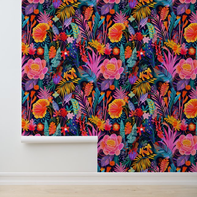 Floral Tropical Flower Oerwoud Behang (Applicatie)