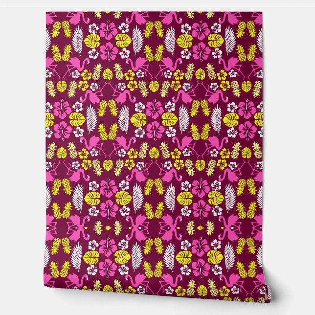 Floral Tropical Fruit Patterned Behang (Afrollen)