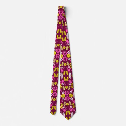 Floral Tropical Fruit Patterned Stropdas (Achterkant)