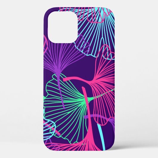 Floral Tropical Gingko Leaves background in neon c Case-Mate iPhone Case (Achterkant)