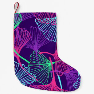 Floral Tropical Gingko Leaves background in neon c Kleine Kerstsok