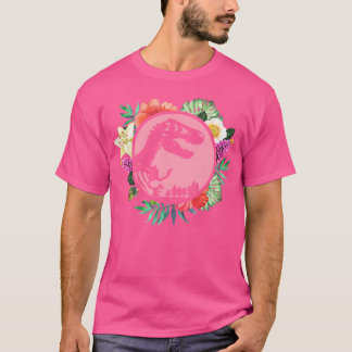 Floral Tropical Hawaiian Patroon T Rex Dinosaurus T-shirt