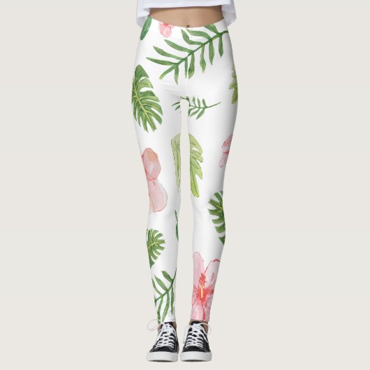 Floral Tropical Hibiscus Leggings (Voorkant)