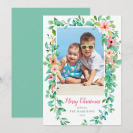 Floral Tropical kerstvakantie foto Feestdagenkaart