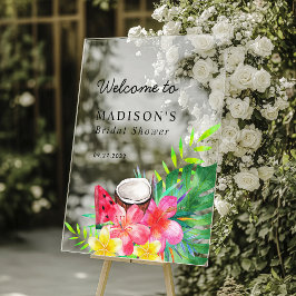 Floral Tropical Paradise Bridal Shower Acryl Bord