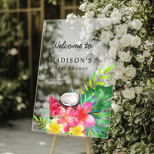 Floral Tropical Paradise Bridal Shower Acryl Bord