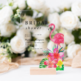 Floral Tropical Paradise Flamingo Bridal Shower Acryl Uitnodigingen