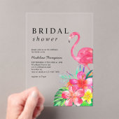 Floral Tropical Paradise Flamingo Bridal Shower Acryl Uitnodigingen (Insitu (Draagbaar))