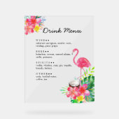 Floral Tropical Paradise Flamingo Drinks Menu Acryl Bord (Voorkant)