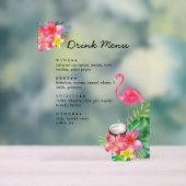 Floral Tropical Paradise Flamingo Drinks Menu Acryl Bord (Neutraal)