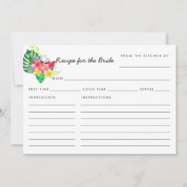 Floral Tropical Paradise Recipe for the Bride Card