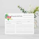 Floral Tropical Paradise Recipe for the Bride Card (Staand voorkant)