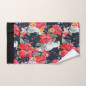 Floral Tropical Pattern Red Hibiscus Cockatau Bad Handdoek (Handdoek)