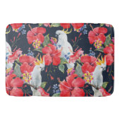 Floral Tropical Pattern Red Hibiscus Cockatau Badmat (Voorkant)