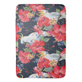 Floral Tropical Pattern Red Hibiscus Cockatau Badmat (Voorkant Verticaal)