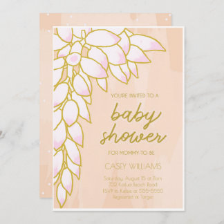Floral Tropical Pink Blush Baby shower Invitation Kaart