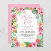 Floral Tropical Summer Pink Aloha Baby shower (Voorkant / Achterkant)