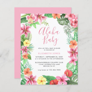 Floral Tropical Summer Pink Aloha Baby shower