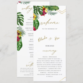 Floral Tropical Wedding Flat Program Programmakaart