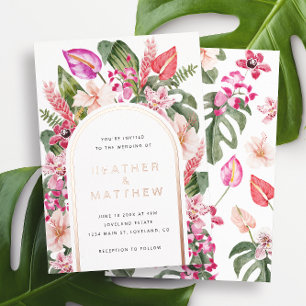 Floral Tropical Wedding Folie Invitation Folie Uitnodiging
