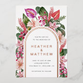 Floral Tropical Wedding Folie Invitation Folie Uitnodiging (Voorkant)