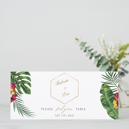 Floral Tropical Wedding Seating Chart Programmakaart (Staand voorkant)