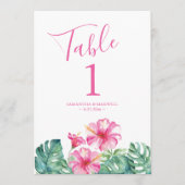 Floral Tropical Wedding Table Number Kaart (Voorkant)