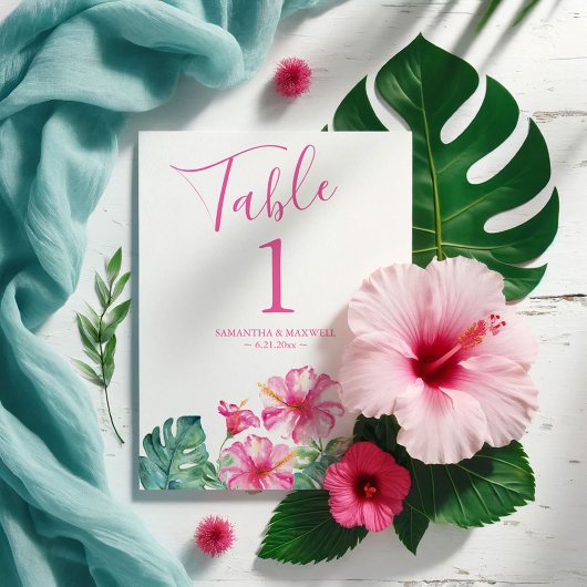 Floral Tropical Wedding Table Number Kaart