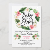 Floral Tropical WreatBaby shower Invitation Kaart (Voorkant)