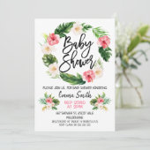 Floral Tropical WreatBaby shower Invitation Kaart (Staand voorkant)