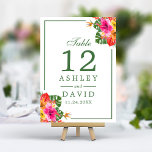 Floral Tropisch Hibiscus Palm Leaves Table Number Kaart<br><div class="desc">Breng uw gasten naar een tropisch paradijs met deze levendige tafelnummers. Met een weelderig waterverf ontwerp van hibiscusbloemen en palmbladeren,  zullen deze kaarten uw evenement doordringen met een gevoel van eilandcharme en warmte. Personaliseer met uw tafelnummers voor een unieke touch die uw tropische thema aanvult.</div>
