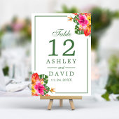 Floral Tropisch Hibiscus Palm Leaves Table Number Kaart