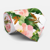 Floral Tropisch Palm Roze Bloemen Botanisch Stropdas (Opgerold)