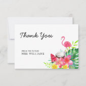 Floral tropische flamingo palmbladeren dank u bedankkaart (Voorkant)