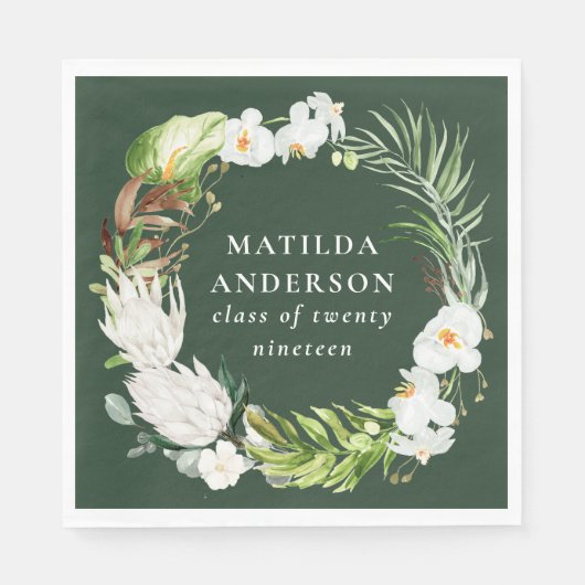 Floral tropische krans afstudeerfeest servet (Voorkant)
