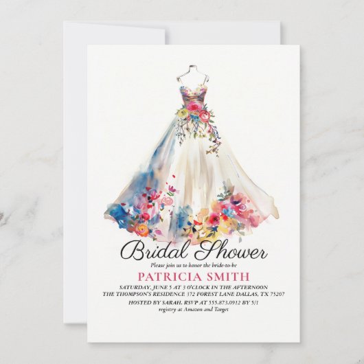 Floral trouwjurk Vrijgezellenfeest Kaart (Voorkant)