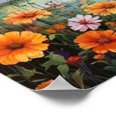 Floral tuin op een lenteerdag poster (Hoek)